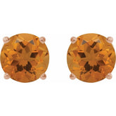 14K Rose 6 mm Natural Citrine Stud Earrings